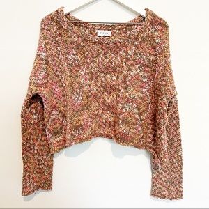 STORIA cropped marled knit rolled hem chunky sweater textured top size small